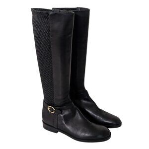 Cole Haan Grand OS Leela Riding Boots Womens Size 10B Black Buckle Zip Knee High